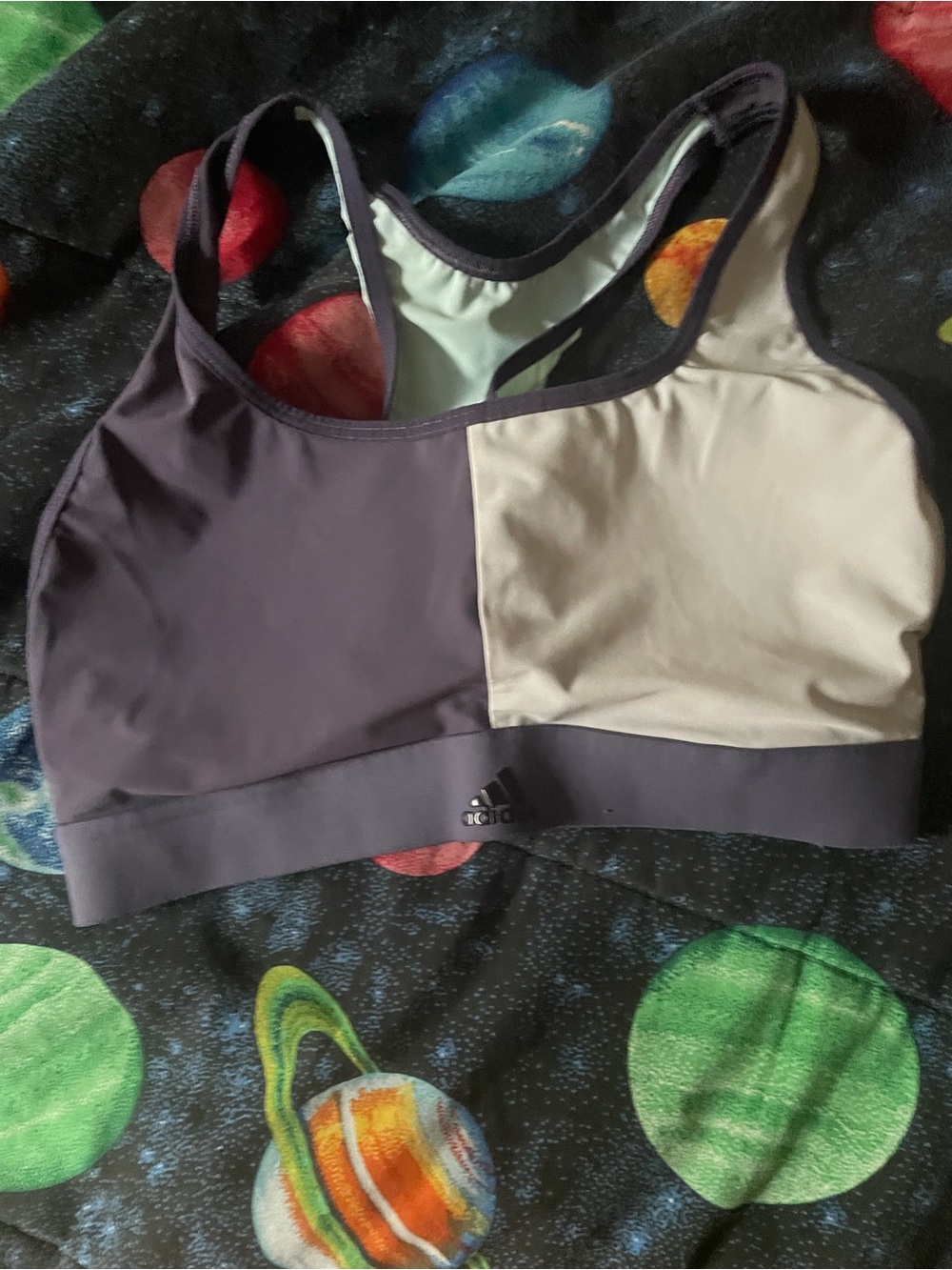 adidas Two-Tone Purple and Cream Racerback Sports Bra